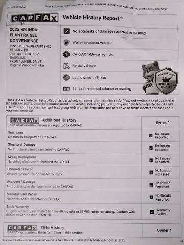2025 Hyundai ELANTRA SEL Convenience